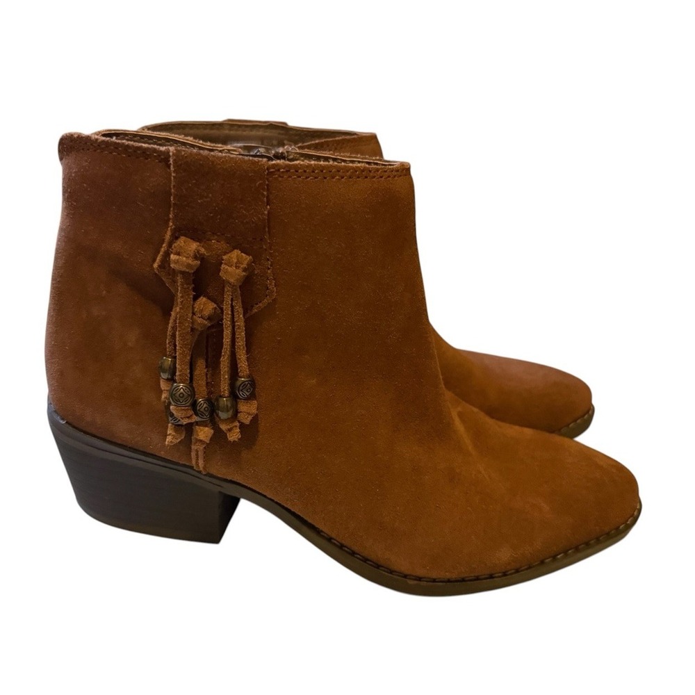 White Mountain Havana Women's Brown Suede Leather Ankle Boots Tassel Zip 6 1/2